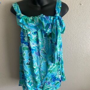 Vibrant Blue and Green Floral Dress